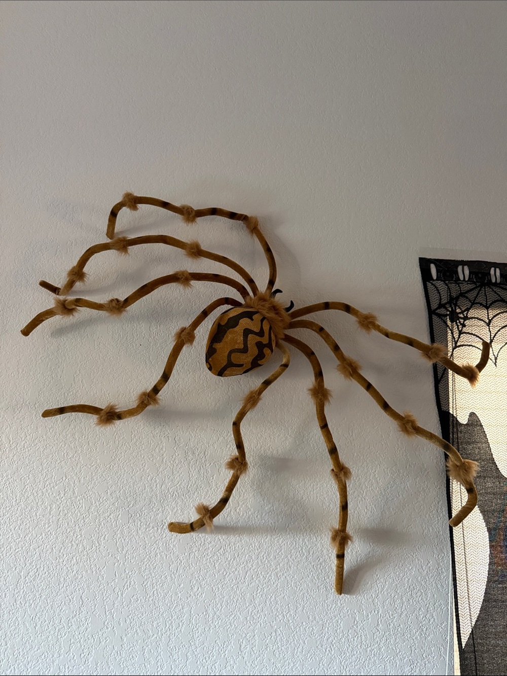 Halloween Faux Furry Spider Wall Decor - Brown